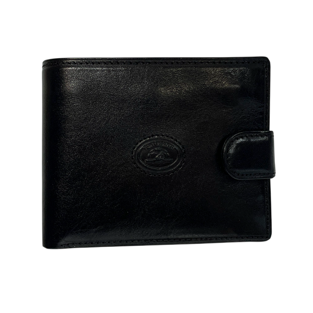 Tony Perotti Men’s Black Leather Bifold Wallet with Coin Pocket — Italico 534A-Z nero