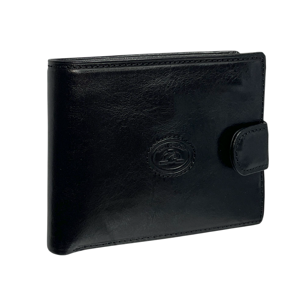 Tony Perotti Men’s Black Leather Bifold Wallet with Coin Pocket — Italico 534A-Z nero