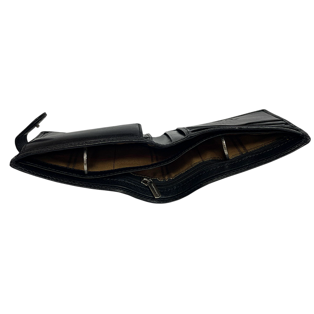 Tony Perotti Men’s Black Leather Bifold Wallet with Coin Pocket — Italico 534A-Z nero