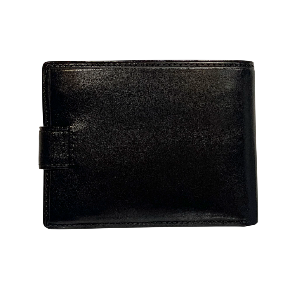 Tony Perotti Men’s Black Leather Bifold Wallet with Coin Pocket — Italico 534A-Z nero