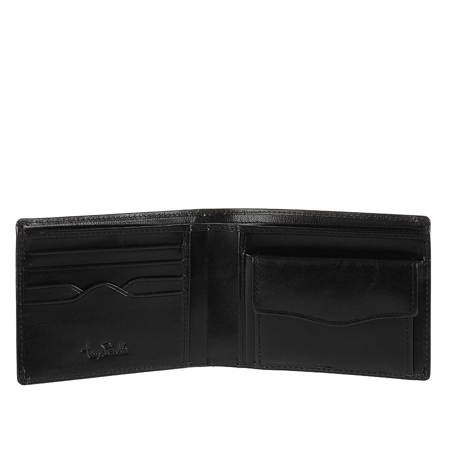 Interior view of the wallet with card slots and bill compartments