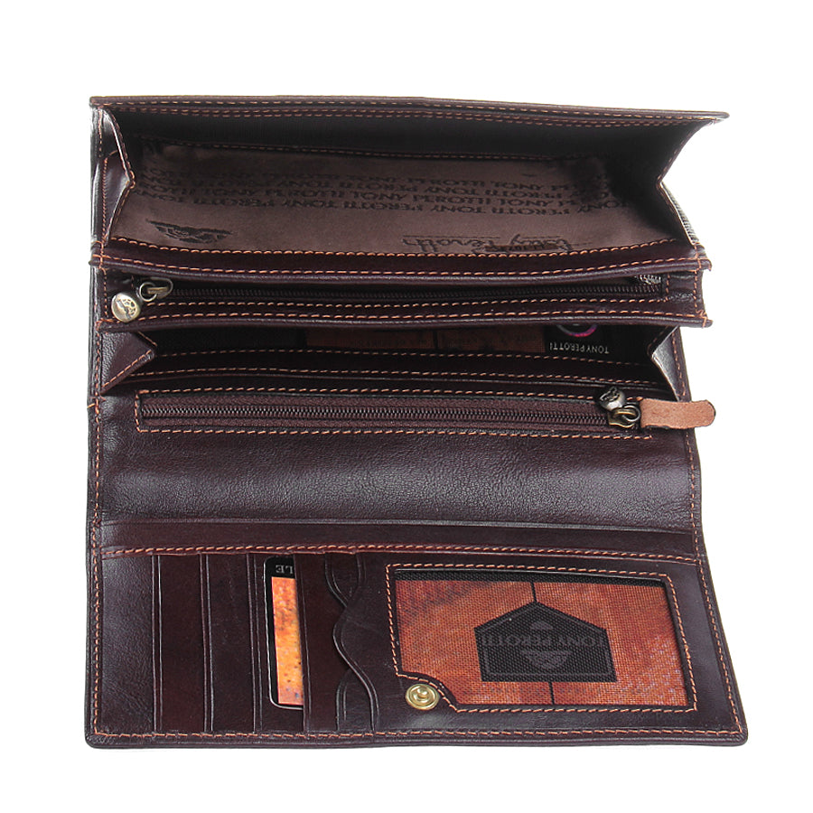 Tony Perotti Dames Portemonnee van Bruin Leer — Italico 1073 Moro