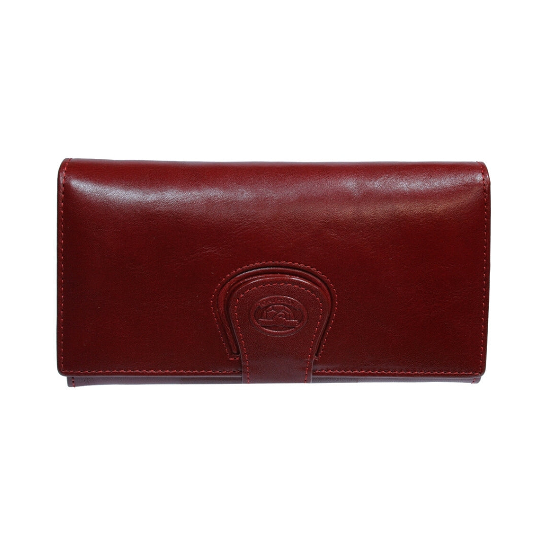Tony Perotti Women’s Red Leather Wallet with Kiss-Lock Coin Purse — Accademia 1526 Rosso front view