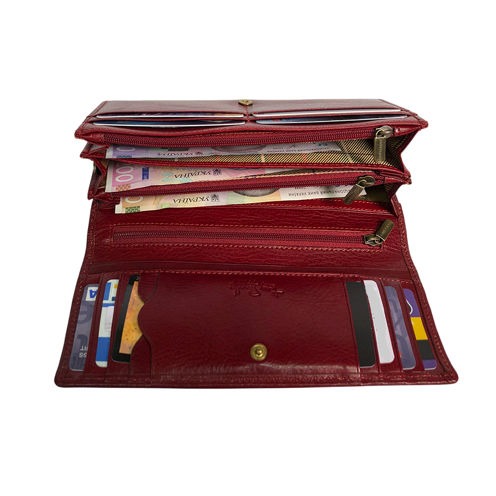 Tony Perotti Dames Rode Leren Overslagportemonnee — Italico 1911 Rosso