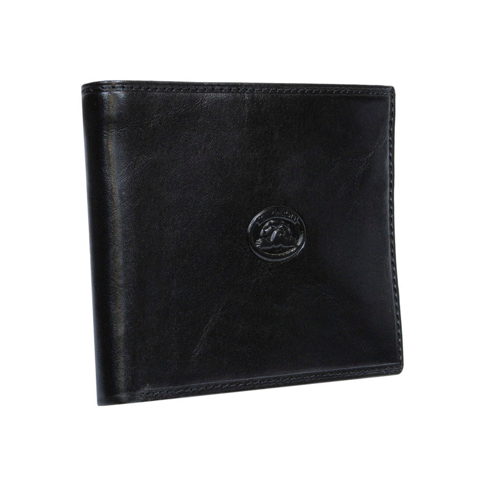 Tony Perotti Italico 537 nero men's black leather bifold wallet — angled front view