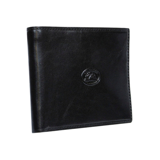 Tony Perotti Italico 537 nero men's black leather bifold wallet — angled front view