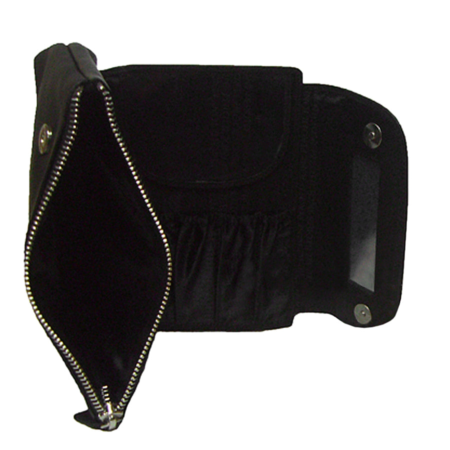 Tony Perotti Contatto 2027 nero cosmetic bag open with zip compartment and interior sections