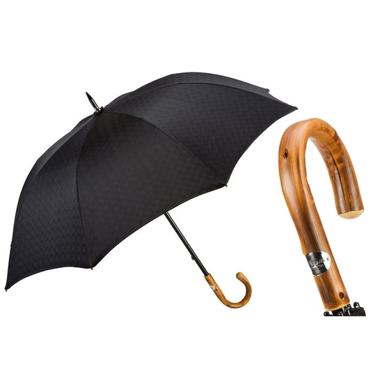 Umbrella cane men's black with wooden handle Pasotti 145 MINIGALLES-13 C