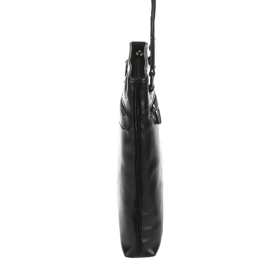 Side profile of the black Italico 6048 bag — slim gusset and top zip with branded puller
