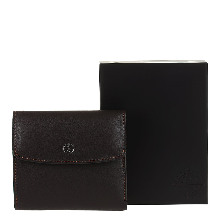 Dark brown leather bifold wallet handcrafted in Italy — Tony Perotti Cortina 5087