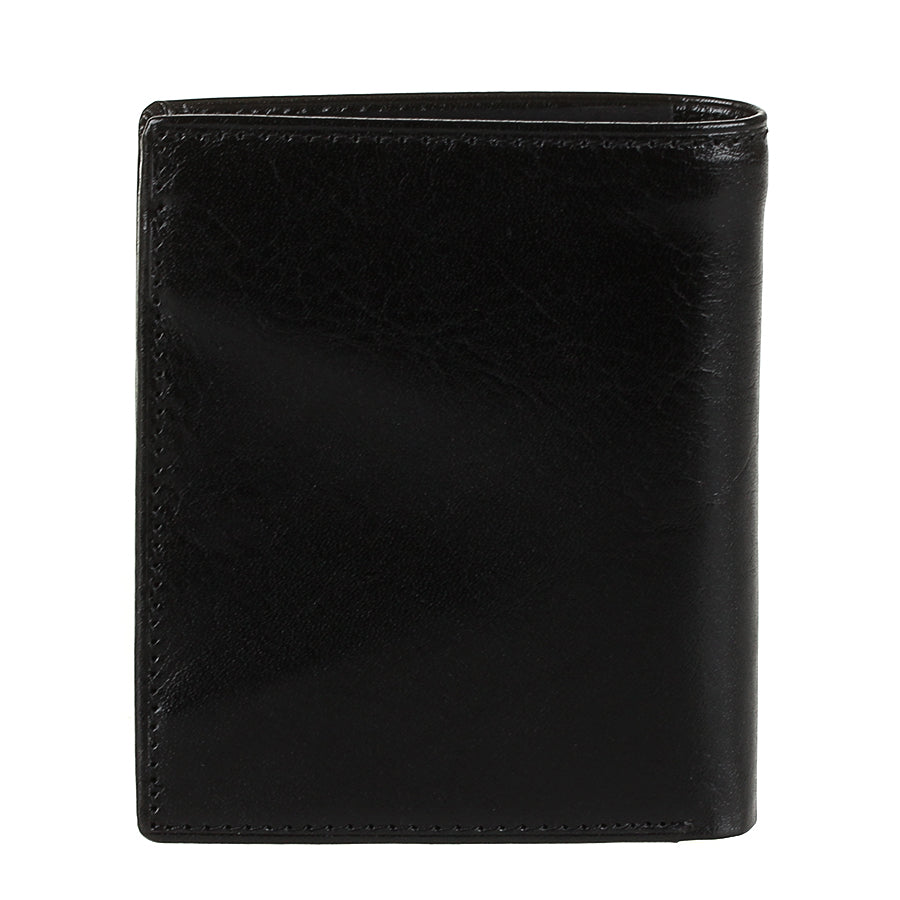 Tony Perotti Viasorte 1165 nero black glossy leather compact wallet, back view