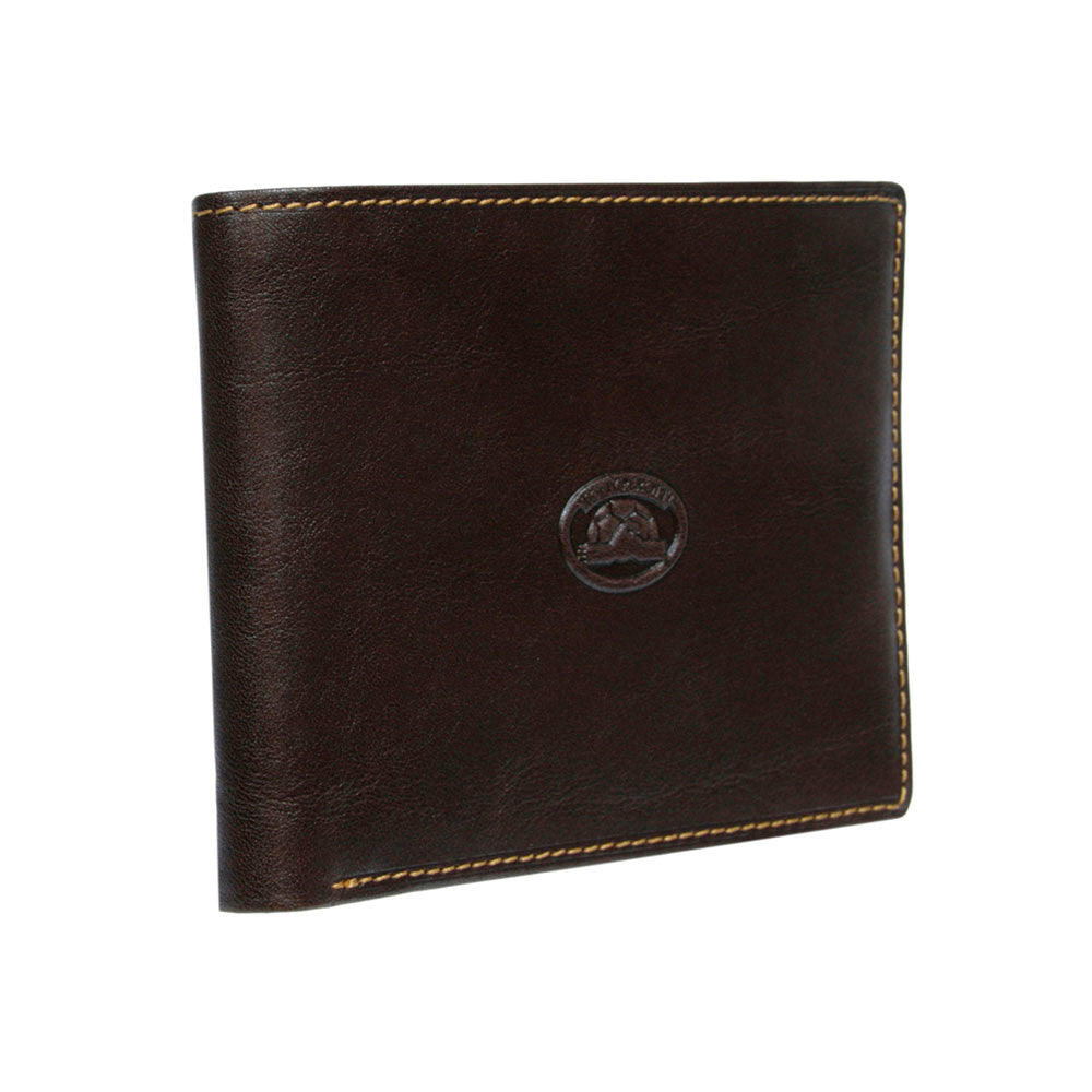 Tony Perotti Italico 537 moro men's dark brown leather bifold wallet — angled front view