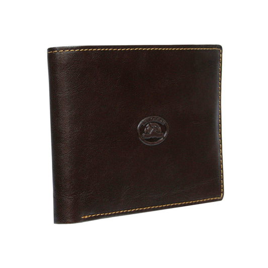 Tony Perotti Italico 537 moro men's dark brown leather bifold wallet — angled front view