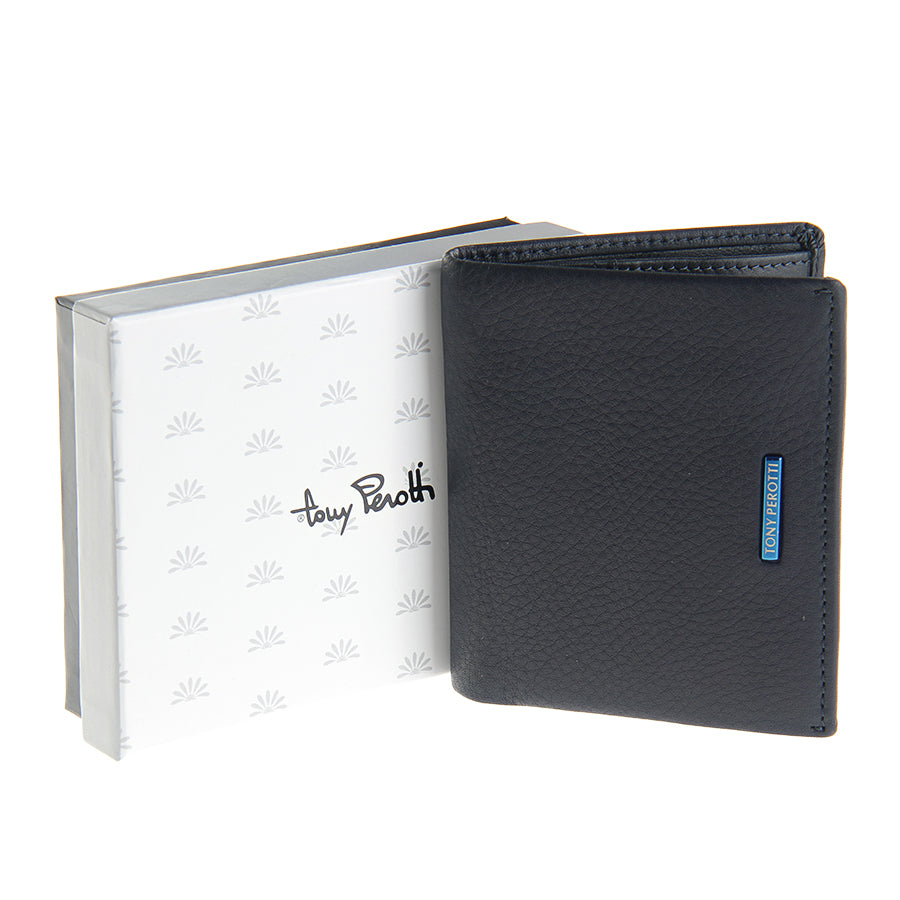 Tony Perotti New Contatto 3504 navy leather wallet with Tony Perotti gift box
