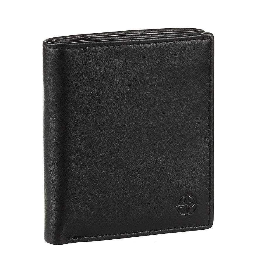 Slim black leather bifold wallet with Polar Star emblem — Tony Perotti Cortina 5089
