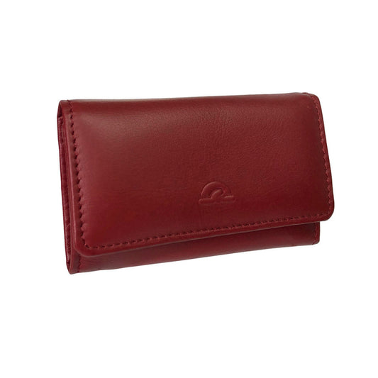 Tony Perotti New Rainbow 1117 rosso — red leather key case closed, the turtle emblem embossed on the flap