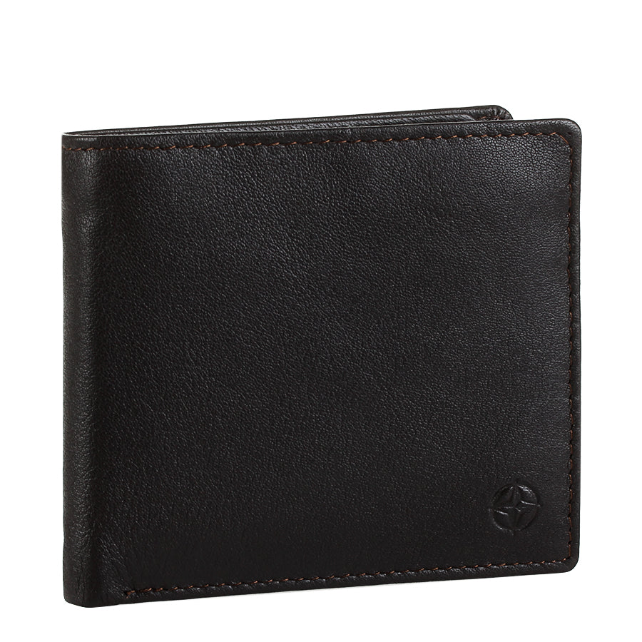 Dark brown Cortina 5047 bifold wallet, three-quarter view