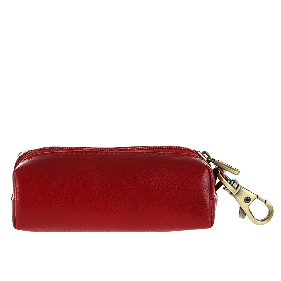 Red leather key case open with key ring — Tony Perotti Italico 109 rosso