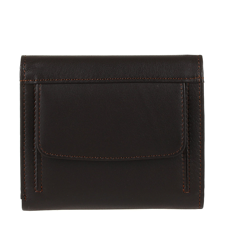 Dark brown leather bifold wallet back coin pocket — Tony Perotti Cortina 5087