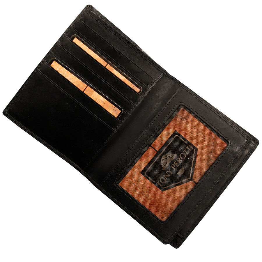 Black card wallet mesh ID window — Tony Perotti Italico 2310 nero