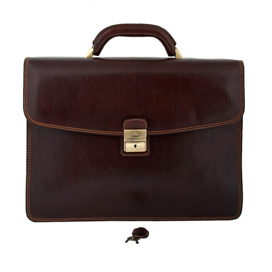 Briefcase men's leather brown Tony Perotti Italico 8009 moro