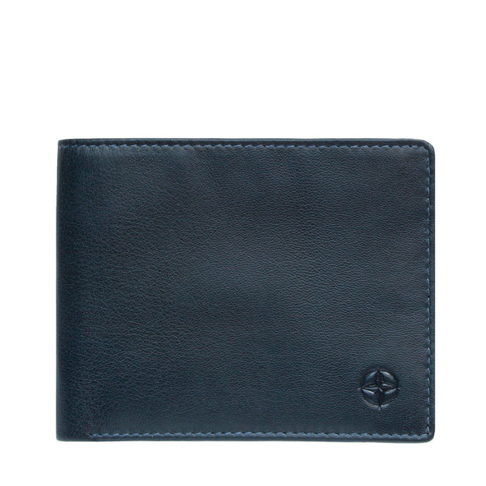Tony Perotti navy calf leather bifold wallet — Cortina 5078 navy