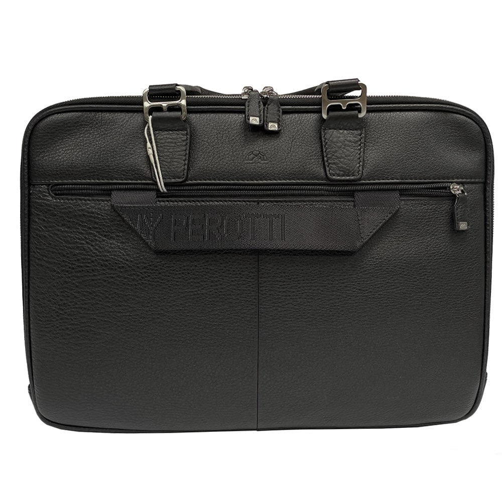 Briefcase for notebook leather black Tony Perotti Contatto 8976 nero