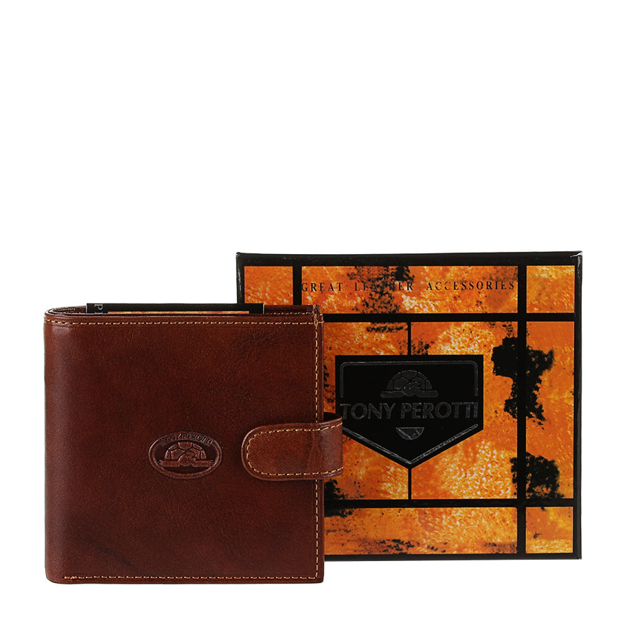 Cognac leather bifold wallet handcrafted in Italy — Tony Perotti Italico 1256