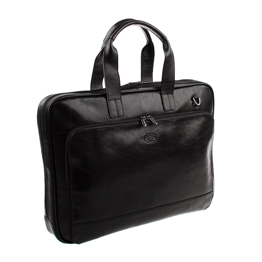Briefcase leather black Tony Perotti Italico 9152 nero