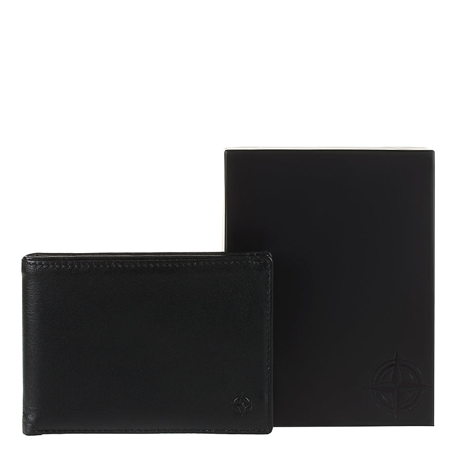 Black leather bifold wallet handcrafted in Italy — Tony Perotti Cortina 5085