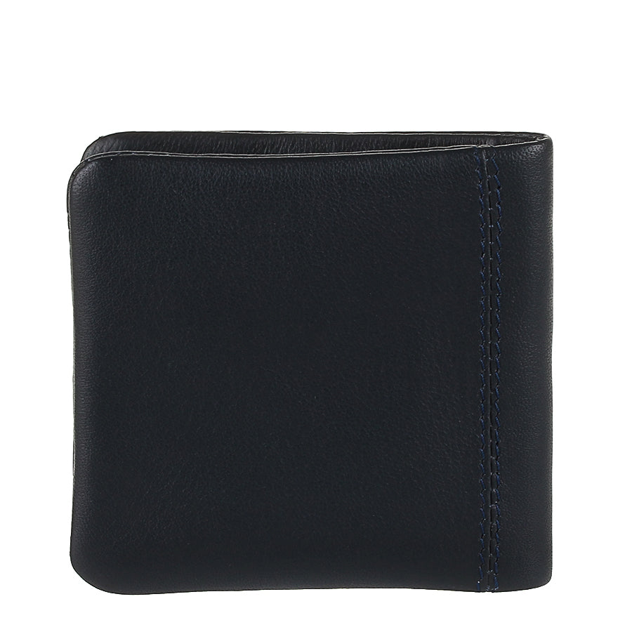 Back of the navy Tony Perotti Cortina 5080 navy coin pouch — plain calf leather with edge stitching