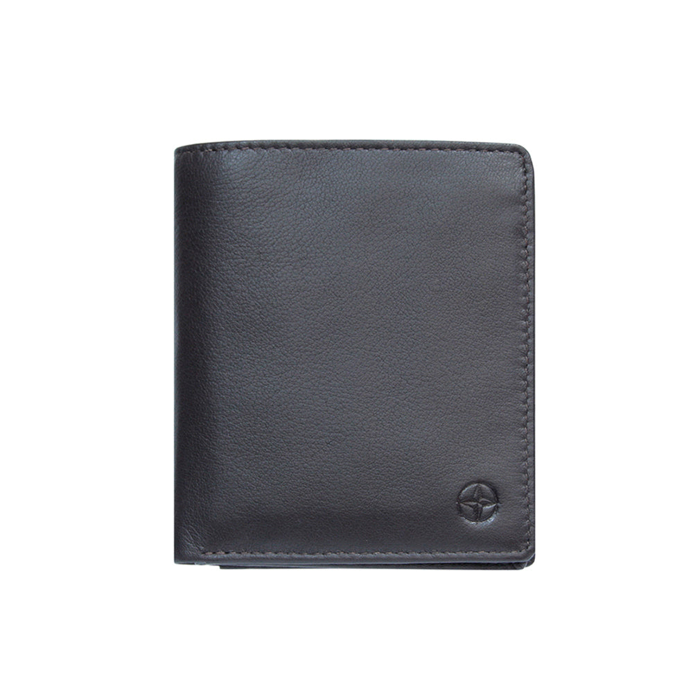 Tony Perotti dark brown calf leather vertical bifold wallet — Cortina 5079 moro