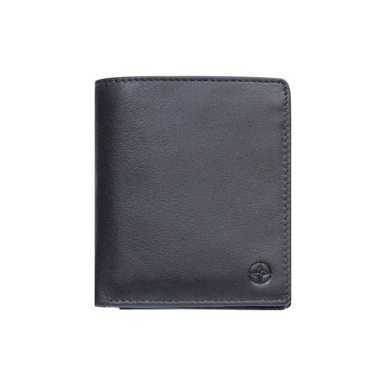 Tony Perotti dark brown calf leather vertical bifold wallet — Cortina 5079 moro