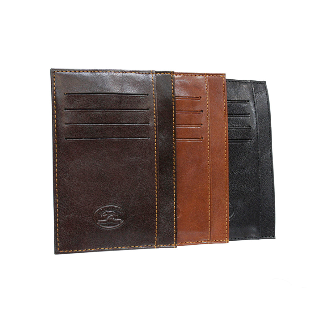 Three leather card holders in dark brown, cognac and black — Tony Perotti Italico 1203