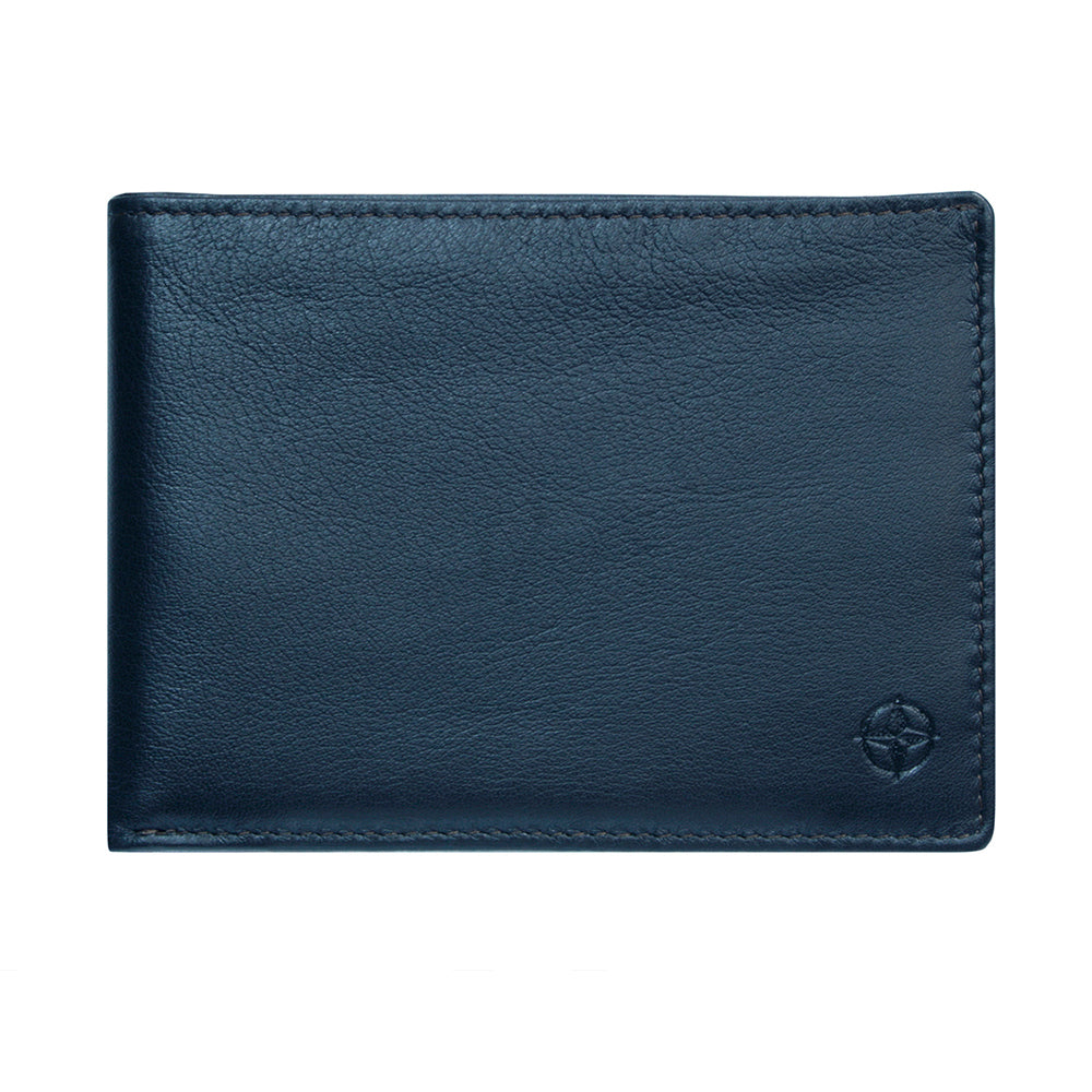 Tony Perotti navy calf leather bifold wallet — Cortina 5085 navy