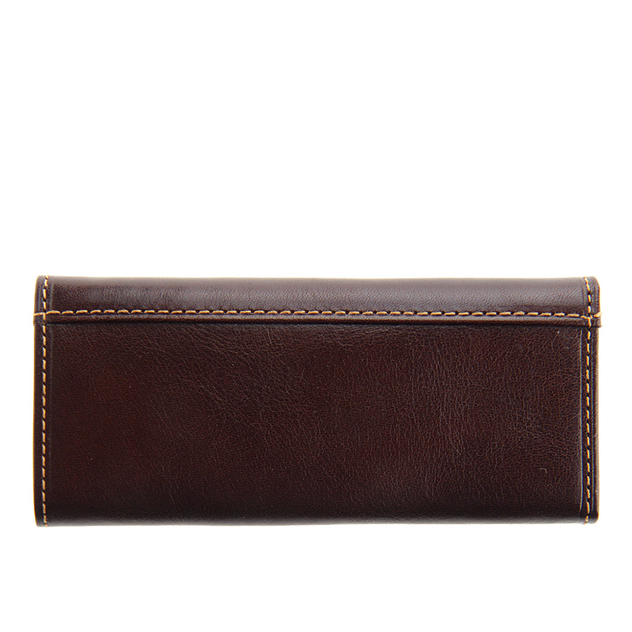Dark brown leather key case closed, back view — Tony Perotti Italico 344 moro