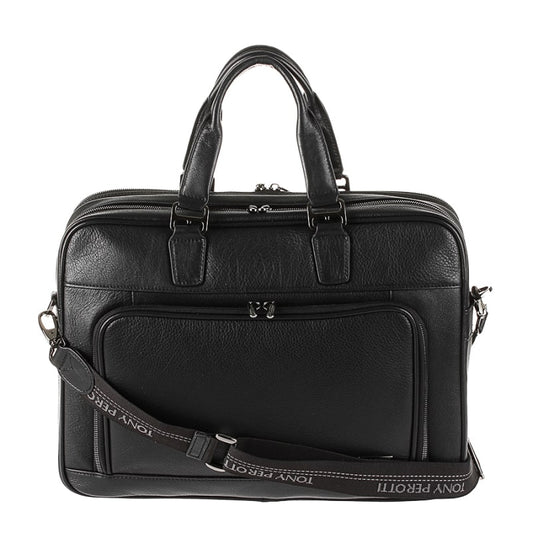 Briefcase for notebook leather black Tony Perotti New Contatto 8976 nero