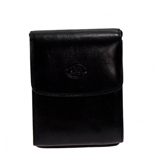 Tony Perotti black leather travel wallet with shoulder strap — Italico 2128 nero