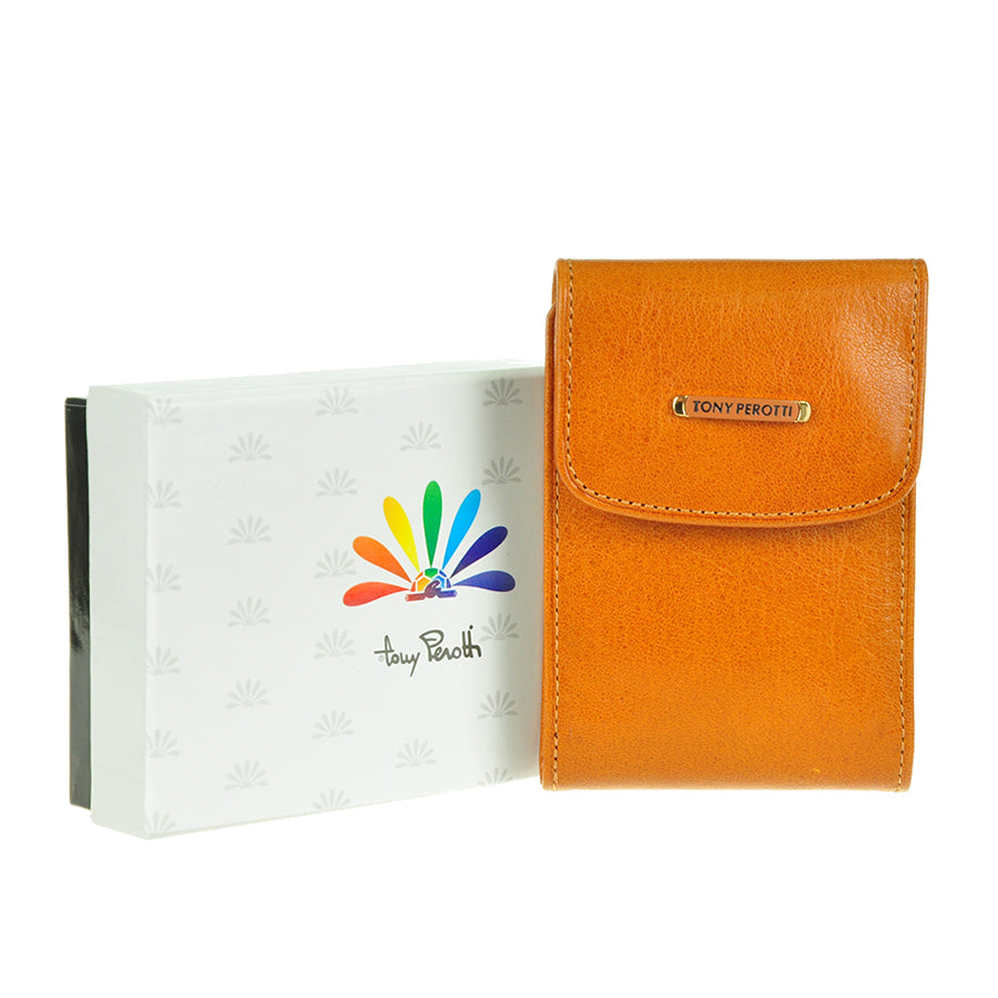 Tony Perotti Topkapi 1703 giallo — the holder next to its white Topkapi box with the Tony Perotti feather logo
