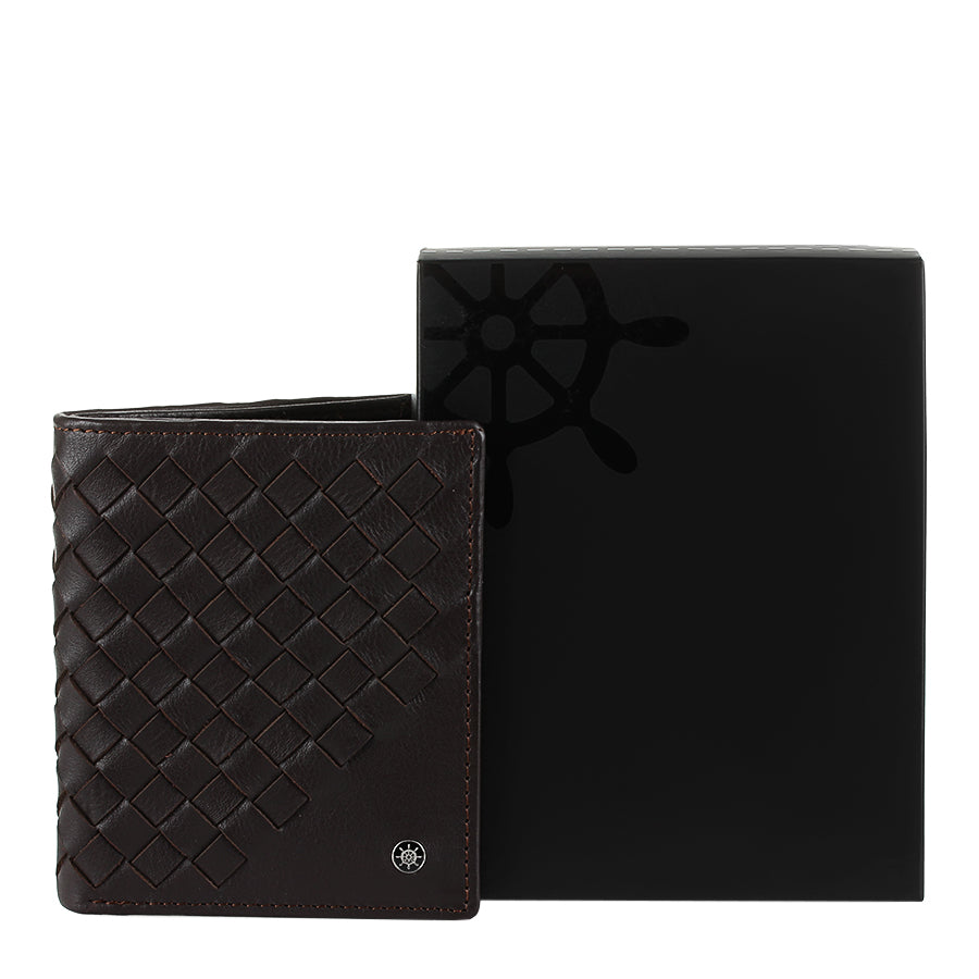 Tony Perotti Timone intrecciato 12071 moro dark brown woven leather wallet with black Timone gift box