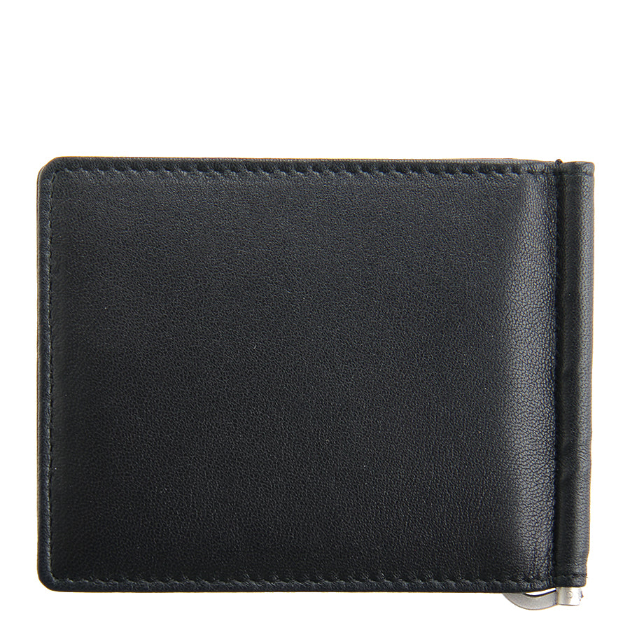 Black leather money clip wallet metal clip detail — Tony Perotti Cortina 5000