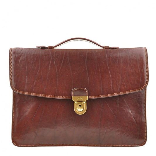Briefcase men's leather brown Tony Perotti Italico 8091L moro