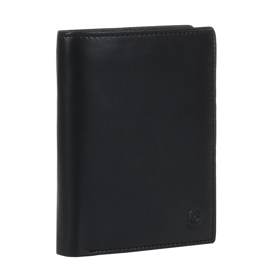 Black Tony Perotti Cortina 5031 wallet standing at a three-quarter angle, closed