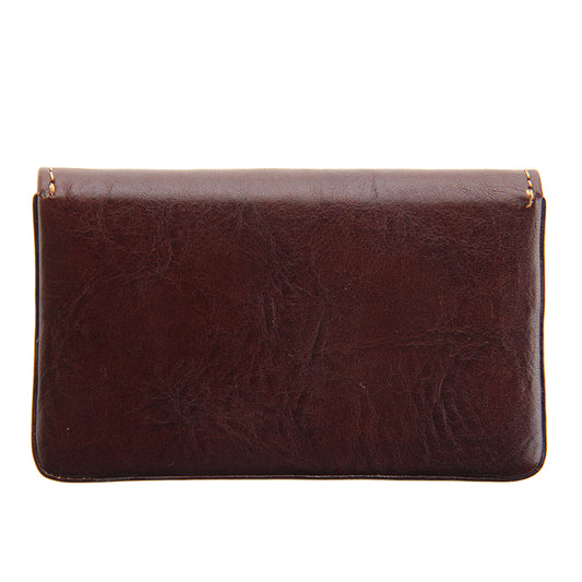 Dark brown leather business card holder back view — Tony Perotti Italico 2678 moro