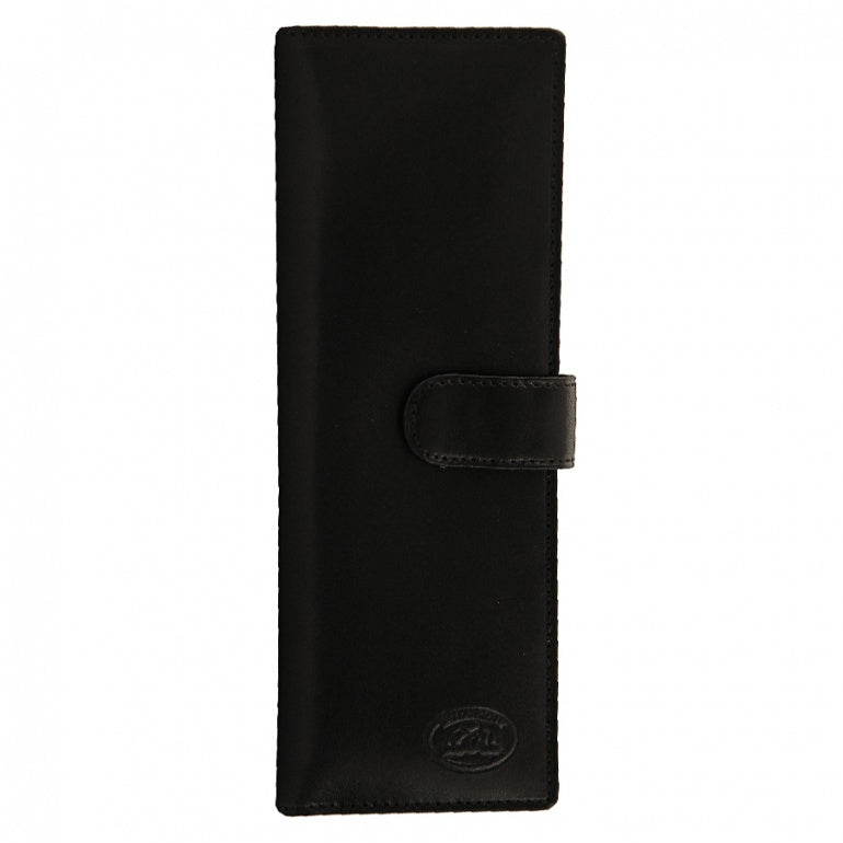 Tony Perotti black bull leather long business card holder with turtle emblem — Italico 2639 nero