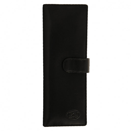 Tony Perotti black bull leather long business card holder with turtle emblem — Italico 2639 nero