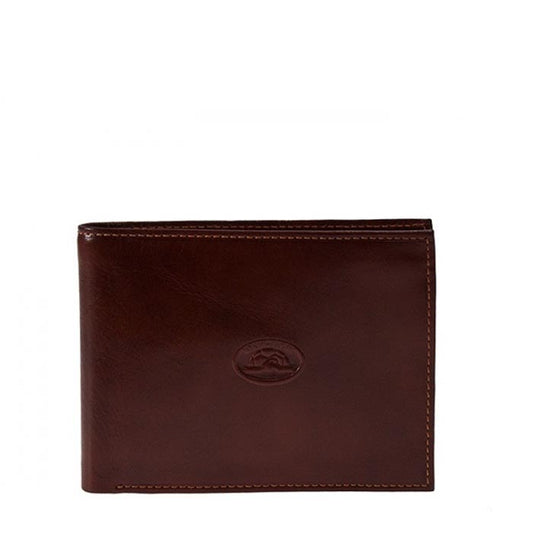 Tony Perotti cognac bull leather bifold wallet with turtle emblem — Italico 396 cognac