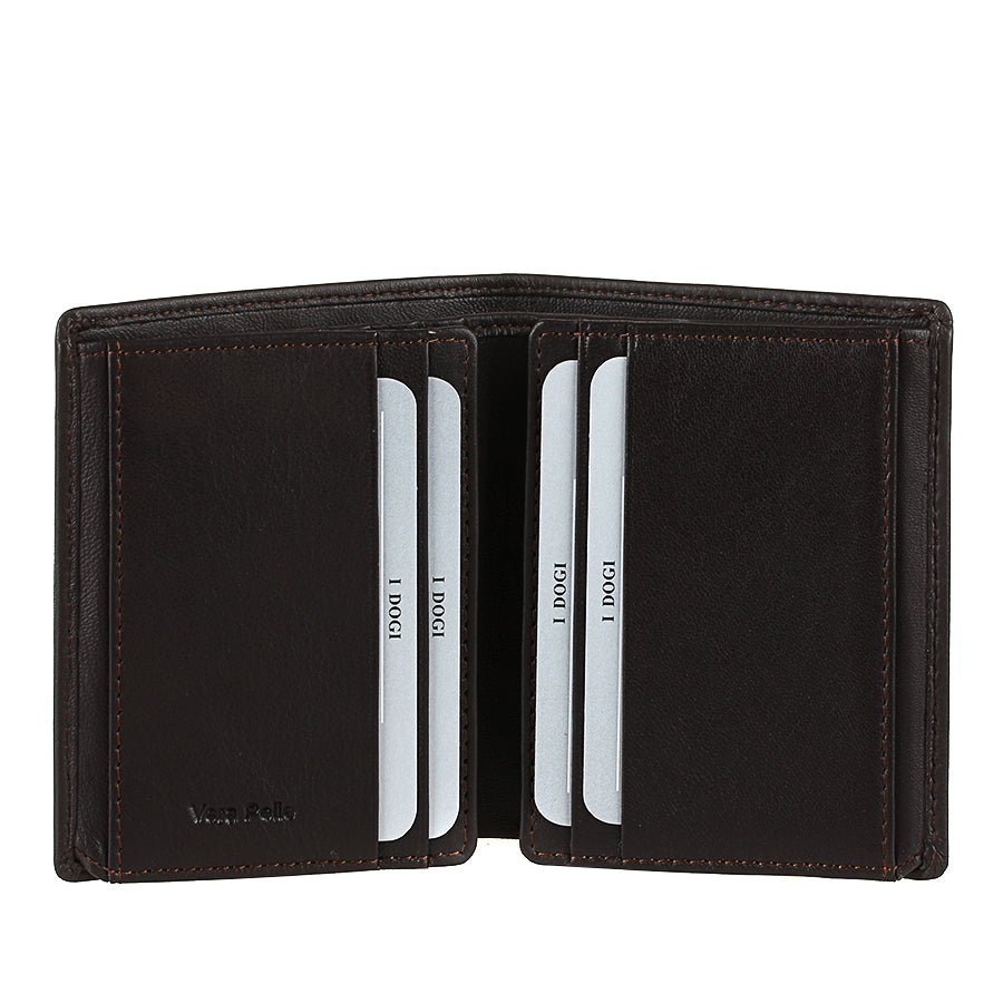 Tony Perotti Cortina 5088 moro opened flat like a book — card slots on both inner panels