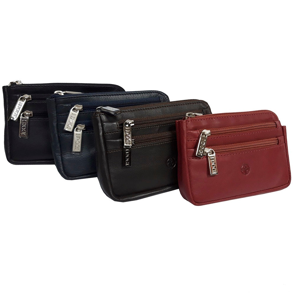 Cortina 5016 key pouch in all four colourways — black navy dark brown and red