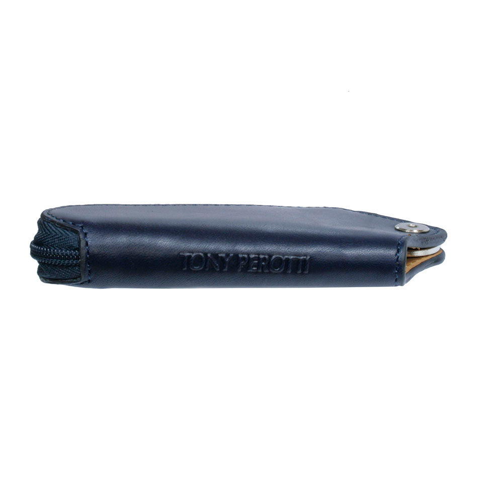 Tony Perotti Nevada 2694 navy — seen edge-on with «TONY PEROTTI» embossed along the side and the key heads showing at the end